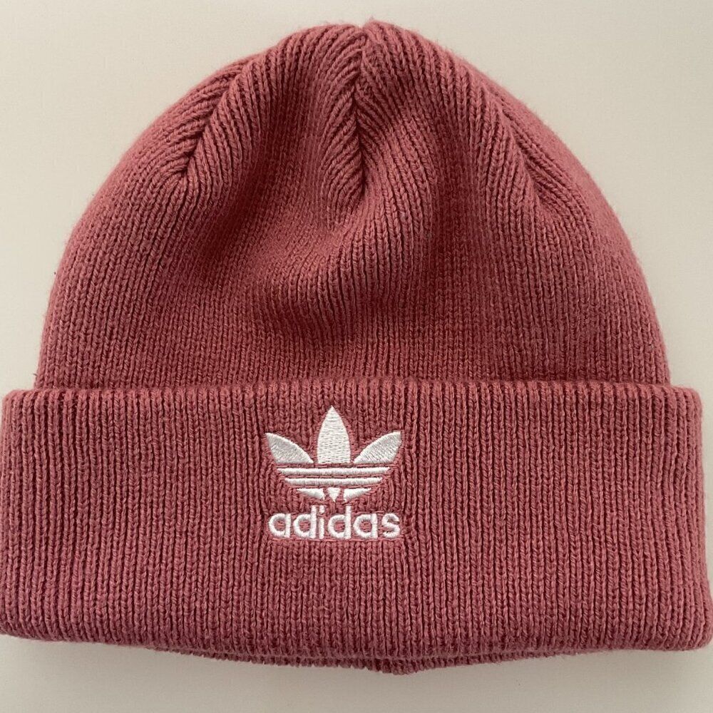 Adidas Originals Trefoil Beanie, Trace Maroon Pink/White, One Size